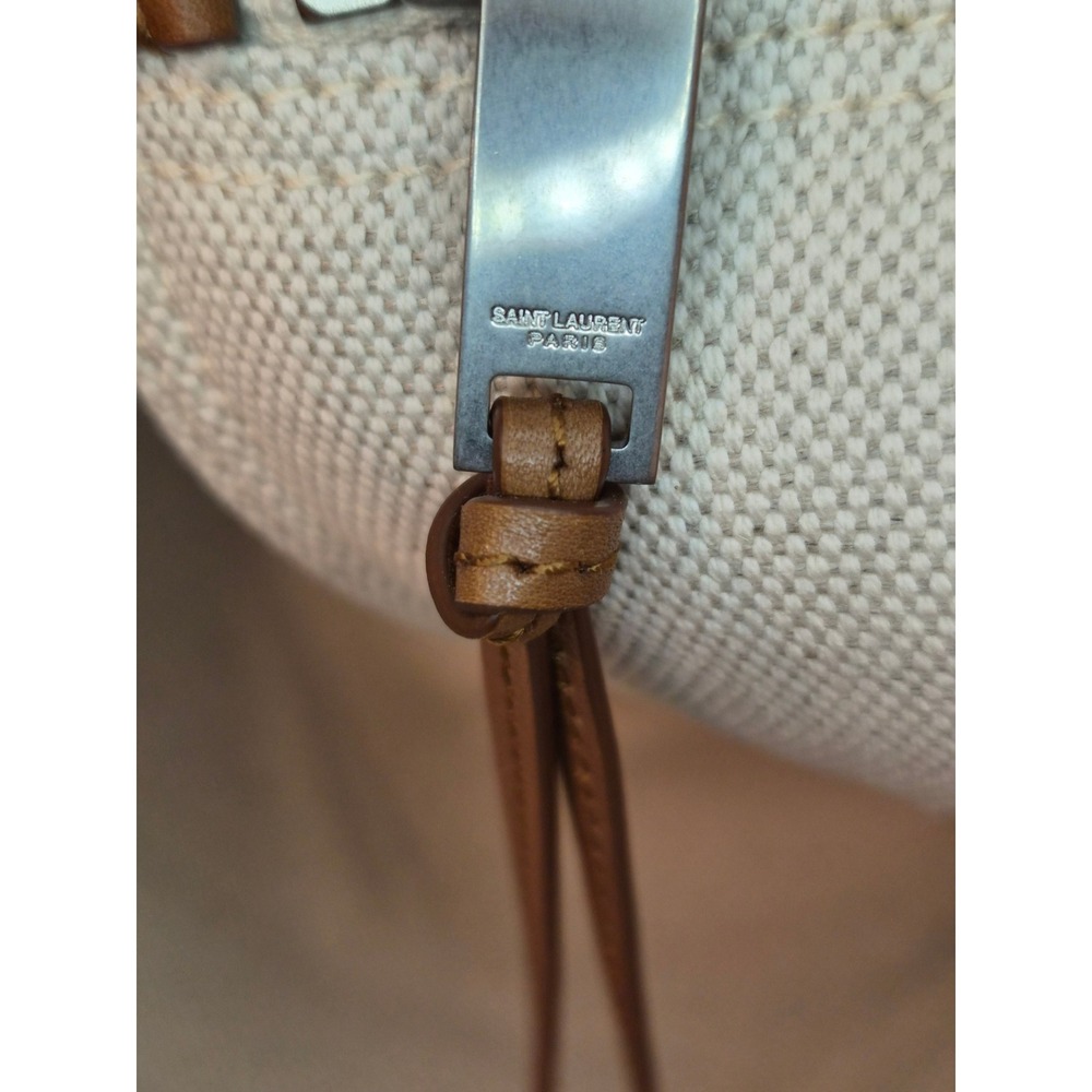 Saint‎ Laurent Rive Gauche Panier Canvas Bucket Tote Bag Brown 735728 FABJN - Picture 8 of 15